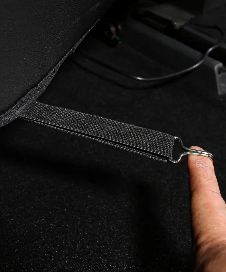 Black leather rear seat anti kick pad set for car upholstery protection