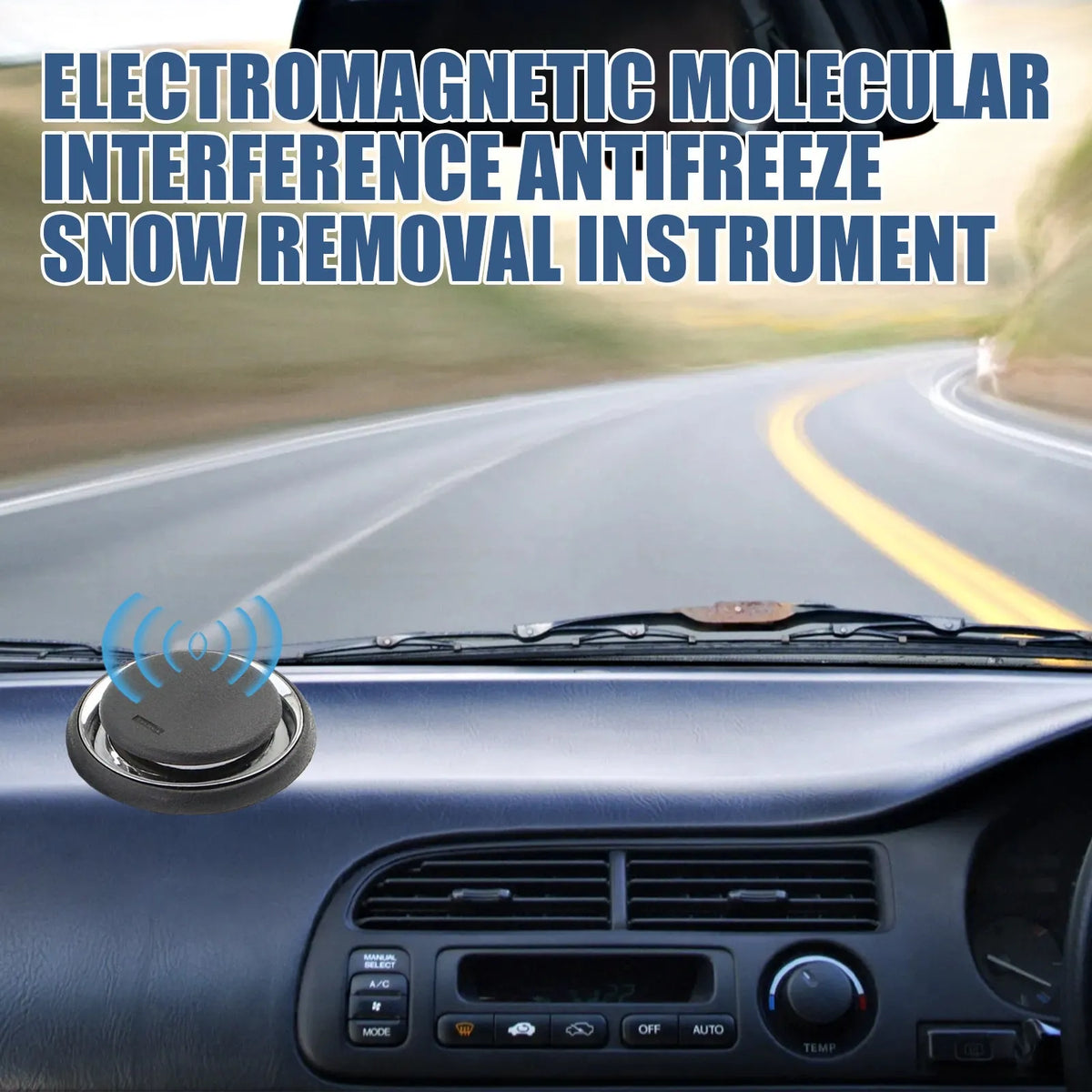 Black square portable car deicing instrument for melting windscreen ice and snow.