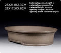 Handmade purple sand ceramic antique oval bonsai pot for succulents, 25cm long.