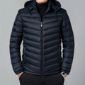 Men's polyester cotton jacket, double-sided wear, loose winter cardigan, obsidian black or dark blue, sizes XL-5XL