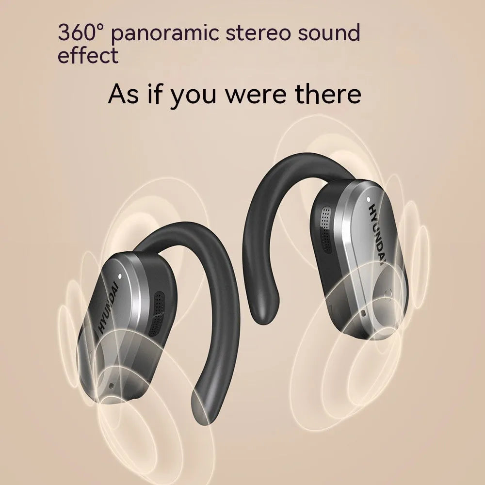 Hyundai ear hook wireless Bluetooth headset in White Orange or Silver Black, plastic ear-mounted design