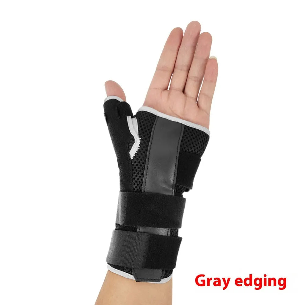 Carbon fibre sports wrist guard with thumb strap in black and grey colour options