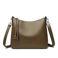 Genuine leather shoulder crossbody bag, soft horizontal square, six colours, metal and belt decoration