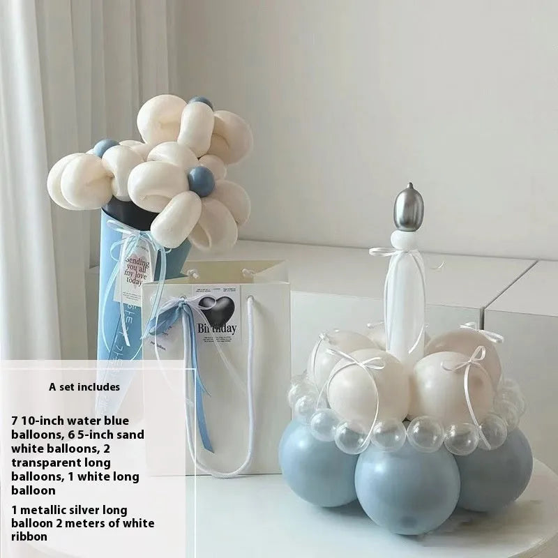 Finished balloon bouquet cake DIY material package with round cake-shaped balloon base for celebration decorations