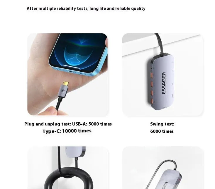 11-in-1 USB-C expansion dock with Gigabit Ethernet port, HDMI, USB-A ports and 20cm cable