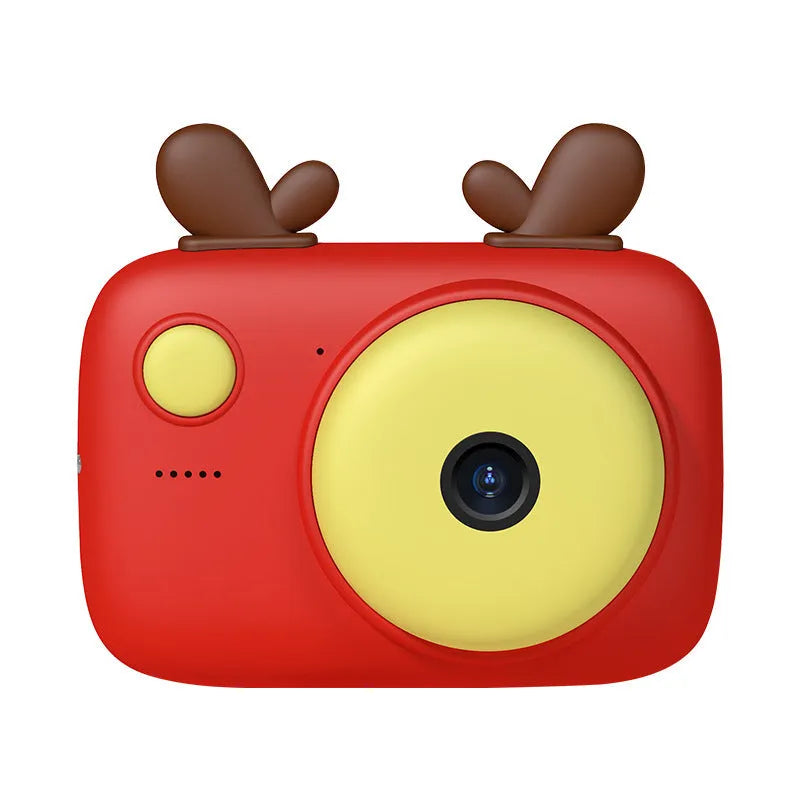 A2 Macaron-style kids digital camera in green, showing its dual lenses and 2.4-inch screen.