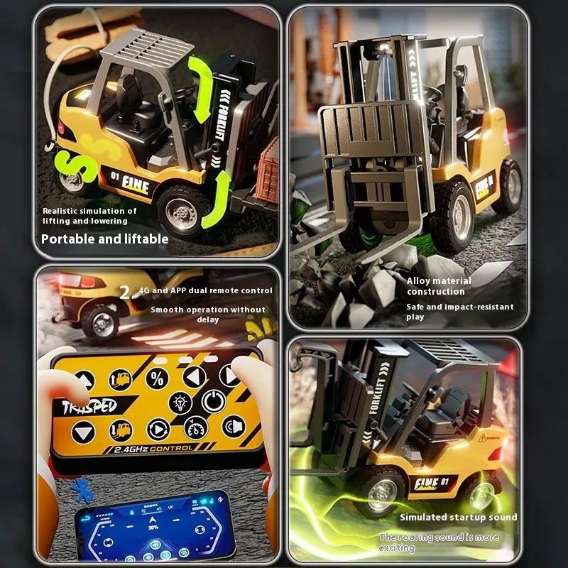 1:64 scale alloy Bluetooth remote-control forklift simulation model with accessories