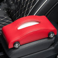 Leather car tissue box 24x12x6cm for dashboard or centre console, with optional temporary stop sign