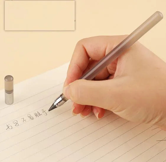 Transparent acrylic eternal pencil with alloy writing tip and plastic housing