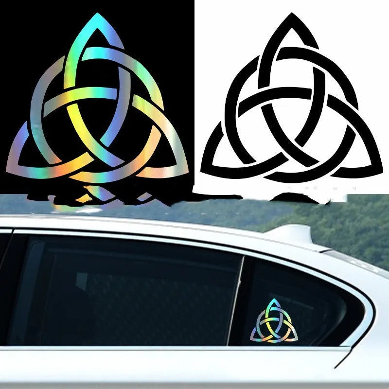 Waterproof car body sticker decal shown in matte black, white, and reflective laser colour options