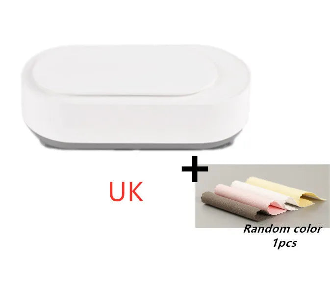 White portable ultrasonic cleaning machine with display and stainless steel tank.