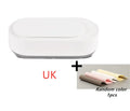 White portable ultrasonic cleaning machine with display and stainless steel tank.