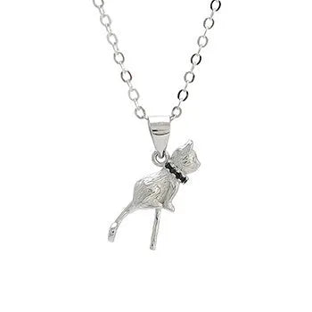 925 sterling silver cat pendant necklace on a chain, showing elegant feline design.