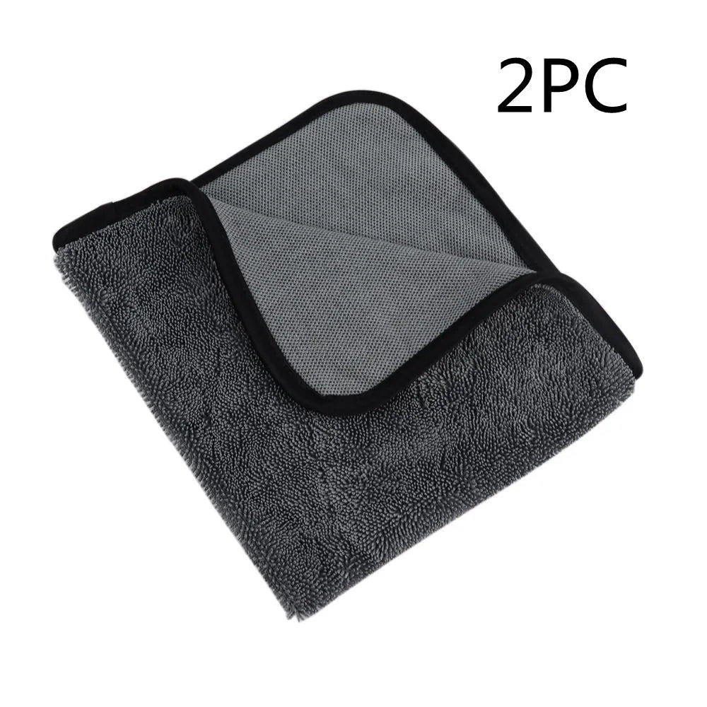 Gray microfiber car wash towel 40x40cm folded on white background