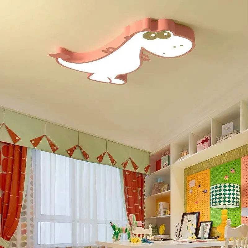 48cm diameter cartoon dinosaur ceiling light with a modern aluminium and PVC design.