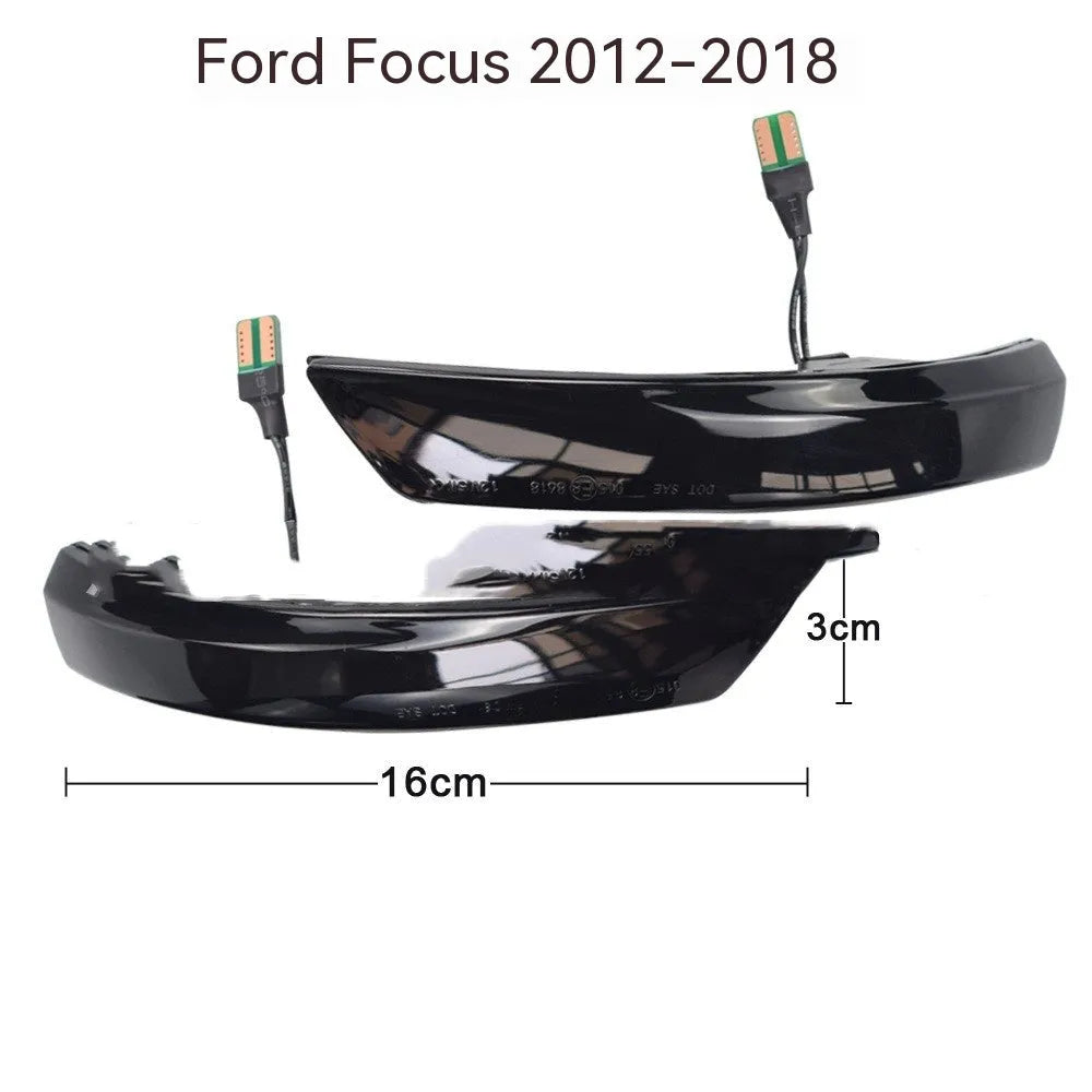 Ford Focus and Mondeo rearview mirror waterfall light in yellow and blue two-tone or solid yellow options