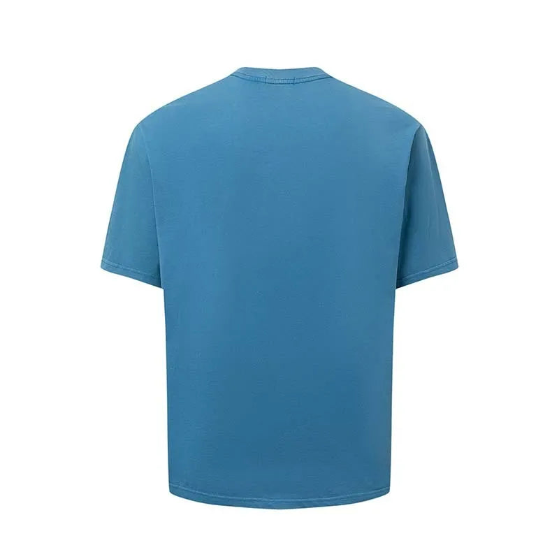 Men's American retro style cotton blend t-shirt with printed letter design in loose fit