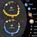 Natural stone beaded zodiac bracelets with zodiac charms on elastic cord