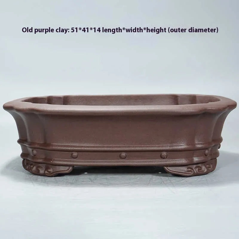Purple sand handmade rectangular begonia flower pot with antique design