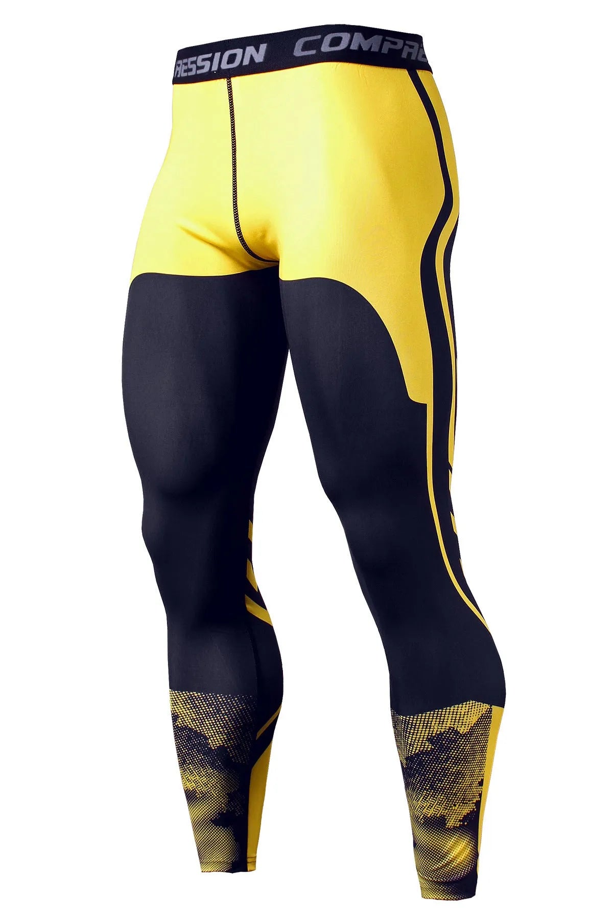 Men's skinny fitness running trousers, mid-waist, milk silk polyester, tight quick-dry sports pants