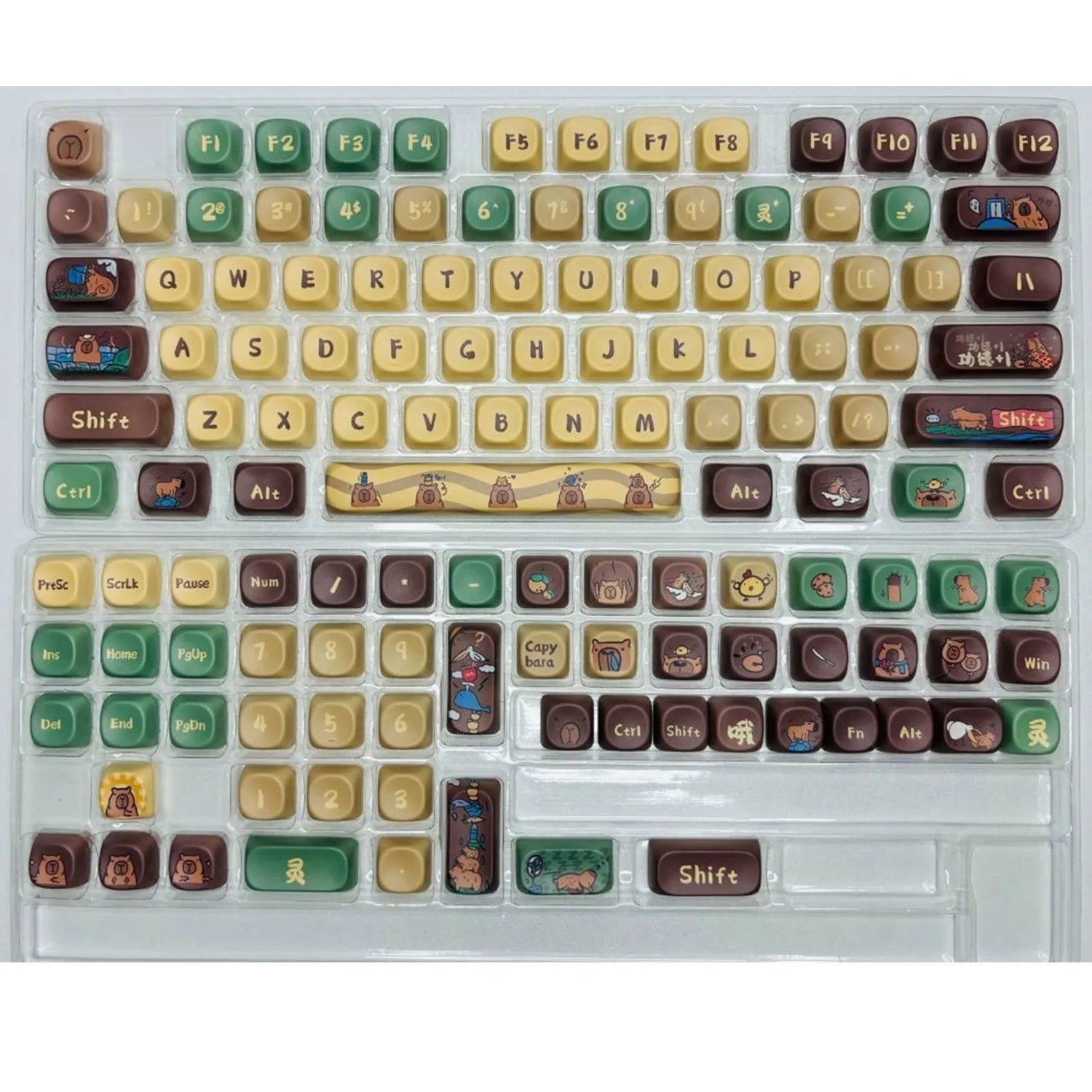 Capabala PBT mechanical keyboard keycaps set with 130 keys and girl anime MOA design