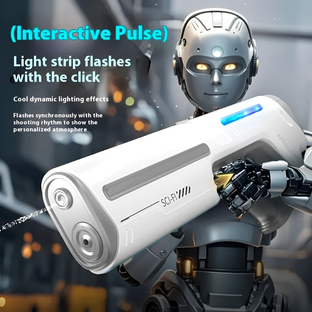 Rechargeable electric water gun in Pearl White, Sky Blue or Retro Brown, 42.5cm plastic toy for teens 7-14