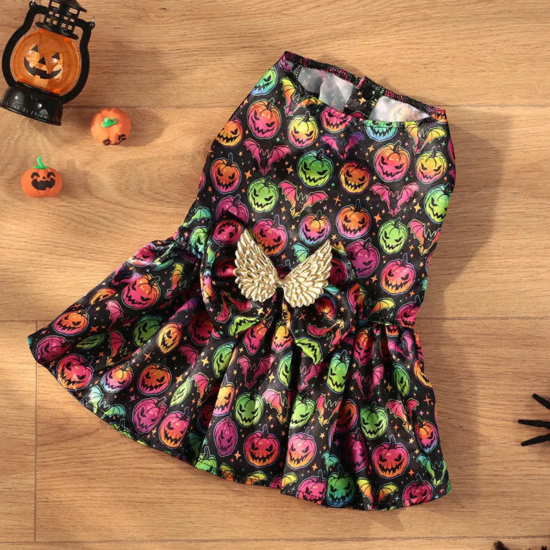 Angel wings Halloween dog costume in bright pumpkin colour with wing design for seasonal pet celebrations