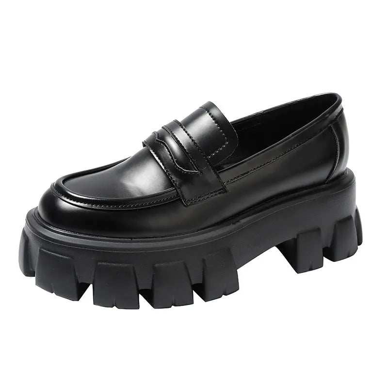 British style wide fit men's leather loafers in either matte or patent finish, shown on a foot.