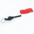 Black three-in-one fire starter bottle opener with tungsten carbide scraper and magnesium bar