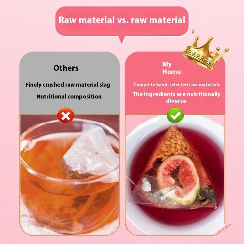 Mulberry flaxseed fig tea bags with drinking cup for women's health