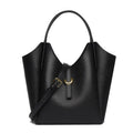 Genuine leather women's bucket handbag in retro style with large capacity and internal file organisation
