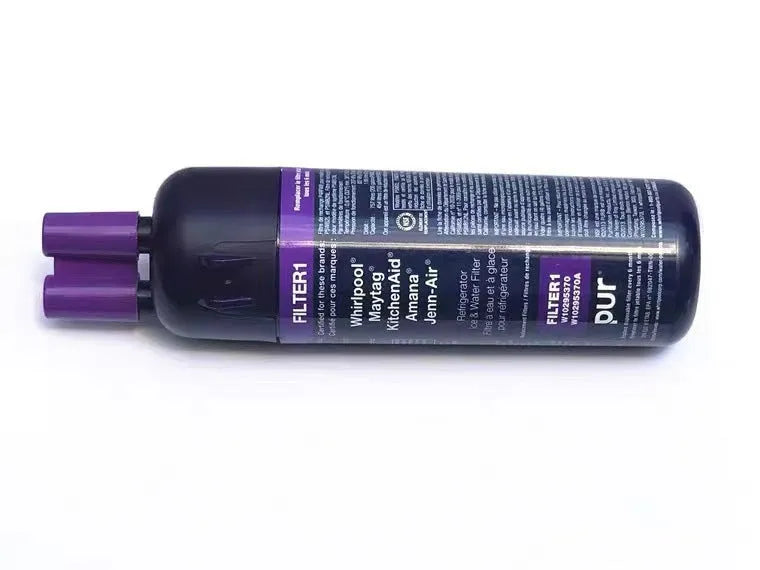 Purple W10295370A refrigerator water filter element made with coconut shell activated carbon, single cartridge
