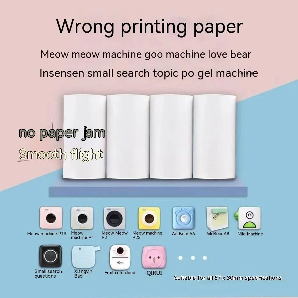Box containing three rolls of coloured thermal paper for 57x30mm printers.