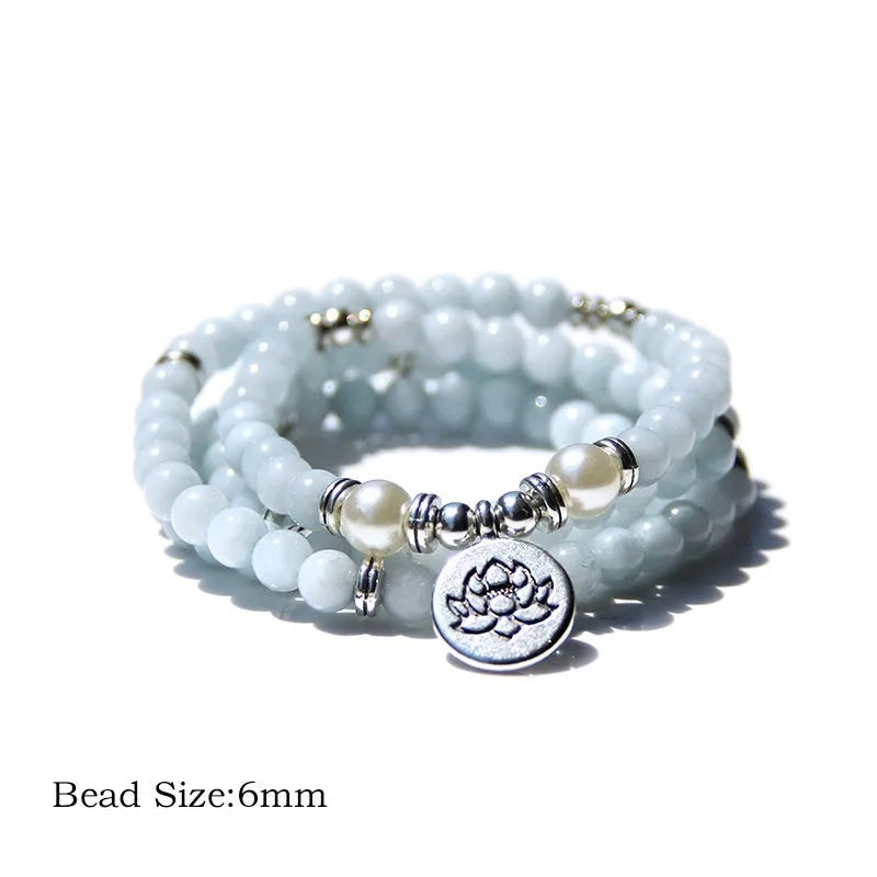 Angel Echeveria natural stone bracelet with geometric lotus shape for women.