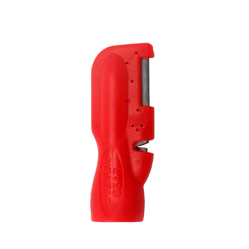 Black three-in-one fire starter bottle opener with tungsten carbide scraper and magnesium bar