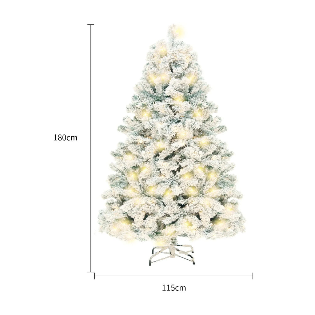 PVC artificial snow Christmas tree with green and white finish and metal stand for Christmas decoration