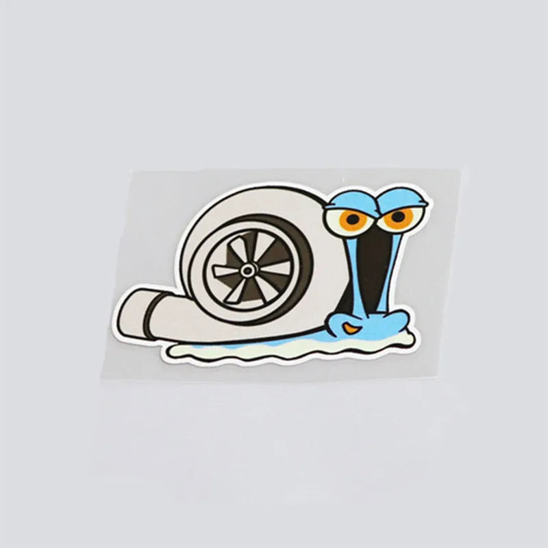 Colourful cartoon snail reflective sticker for car windows and bumpers measuring 12cm by 8cm