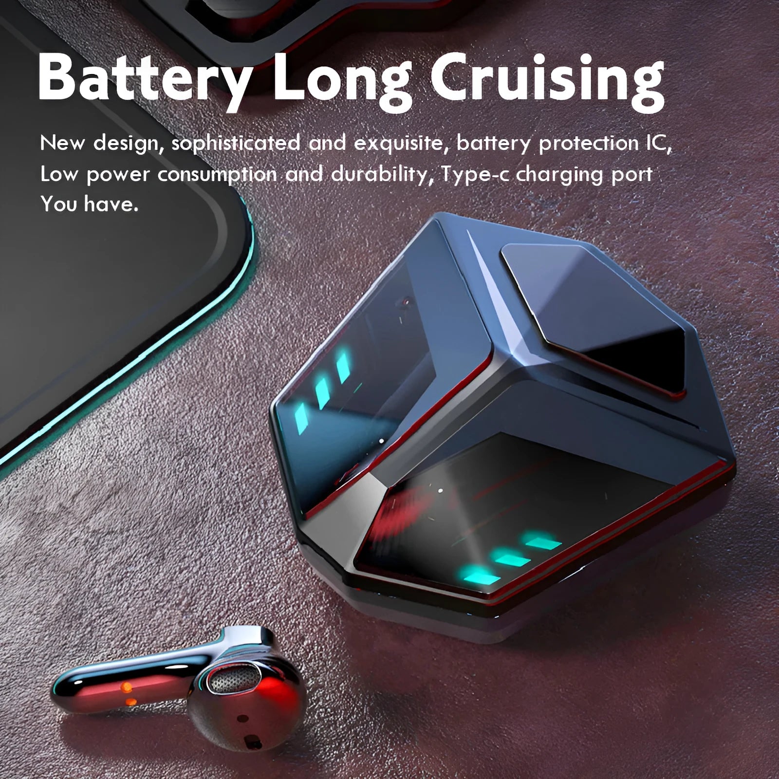 Black wireless Bluetooth gaming headset with over-ear cushions and adjustable headband
