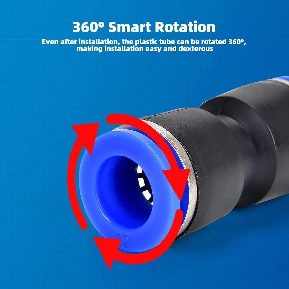 60-piece pneumatic push-in connector kit showing alloy plastic fittings with R1/4 and R1/2 threads