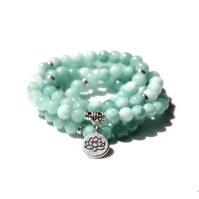 Angel Echeveria natural stone bracelet with geometric lotus shape for women.