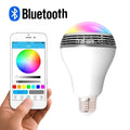 E27 smart LED bulb with Bluetooth speaker functionality showing 100mm diameter