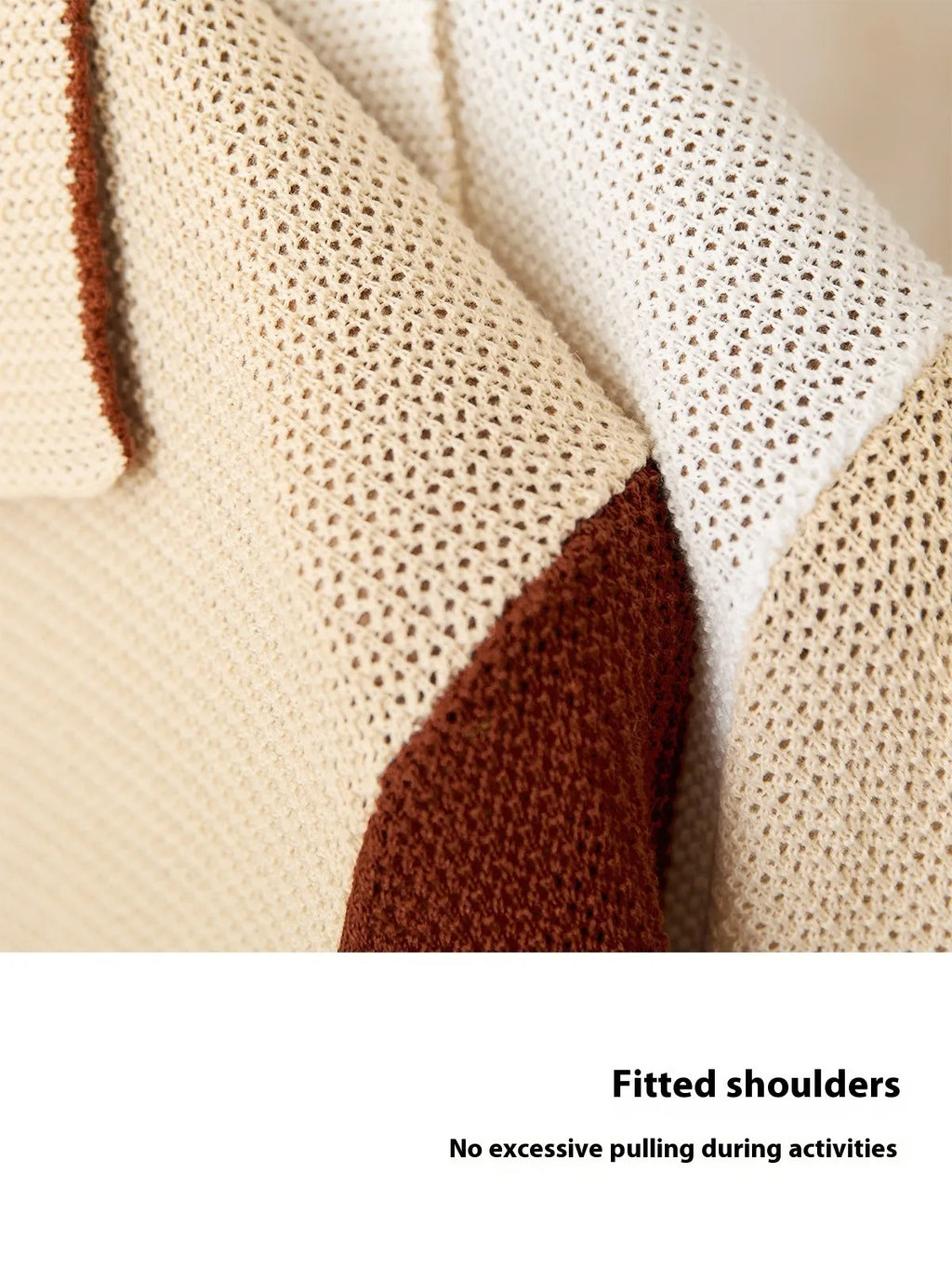 Beige short-sleeved lapel cardigan made from a thin linen and cotton knit fabric.