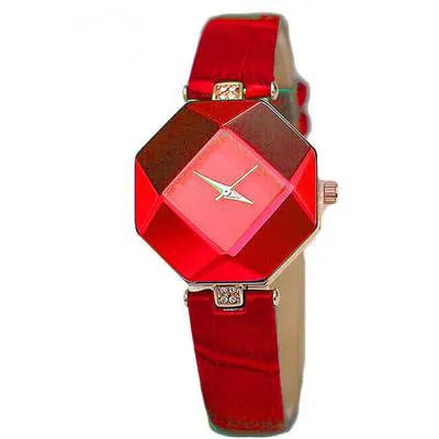 Retro trendy fashion watch for female students, 10mm thick, available in black, white, purple, blue and red.