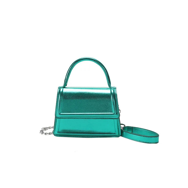 Retro PU leather crossbody shoulder bag with horizontal square shape and sewing line detailing