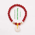 Handmade Chinese style bracelet with natural jinsi jade beads and traditional safety clasp