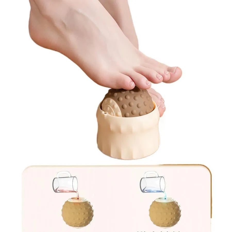 Caramel mocha and green massage balls for hot cold therapy foot and muscle relief