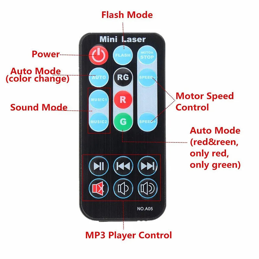 Indoor red and green laser light, JC-24 in-one, 30W, 105x90x52mm, with remote control and power supply