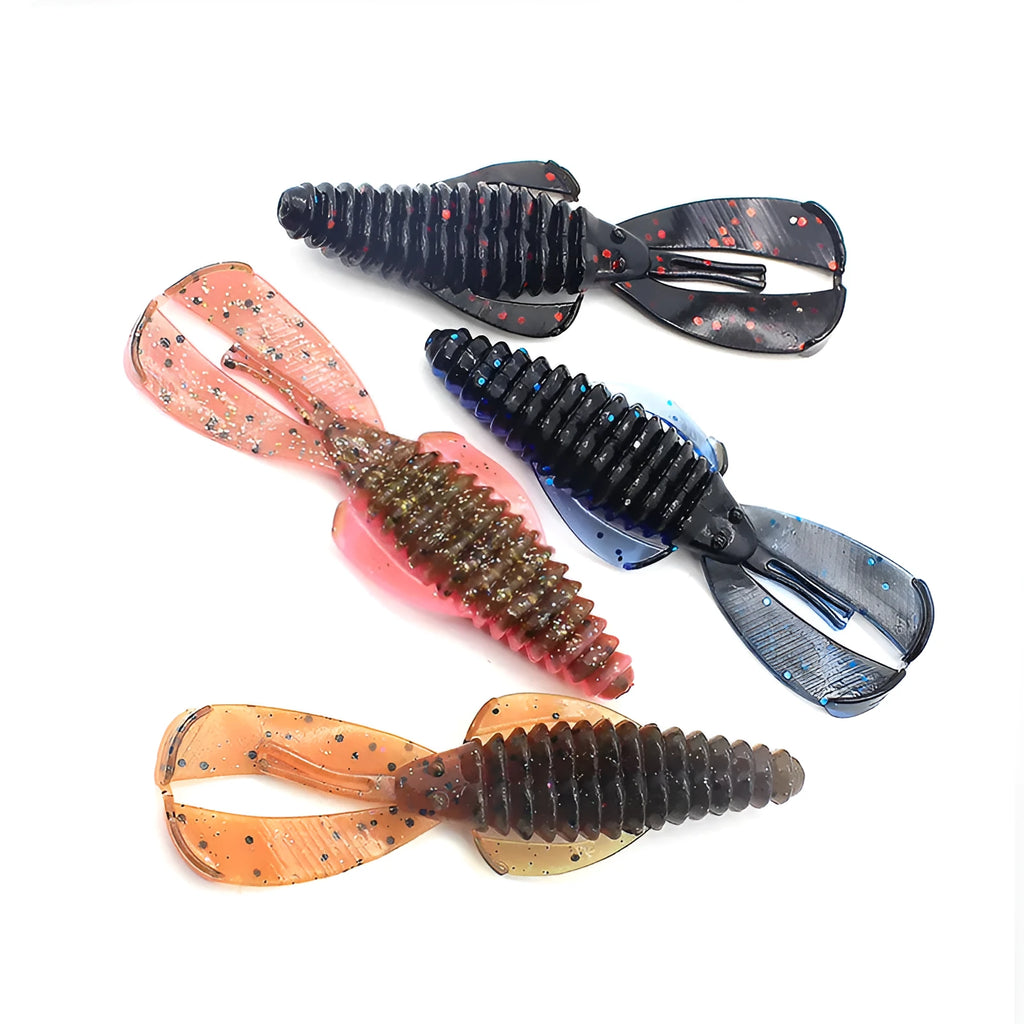 PVC fishing soft bait lure in 8cm and 12cm sizes showing twelve different colour options