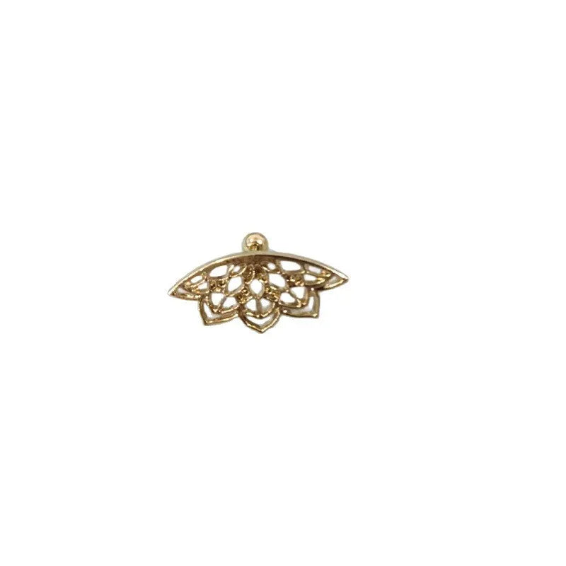Spider web geometric mesh pattern stud earrings in gold and silver electroplated metal