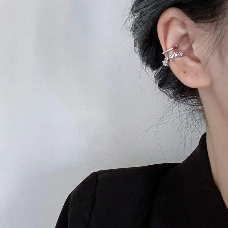 Geometric irregular frosty finish clip-on earrings in alloy with asymmetric design